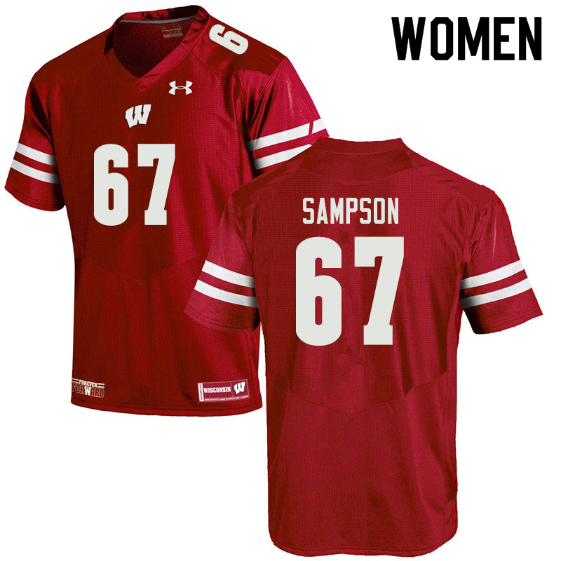 Wisconsin Badgers Women's #67 Cormac Sampson NCAA Under Armour Authentic Red College Stitched Football Jersey VH40F21WG
